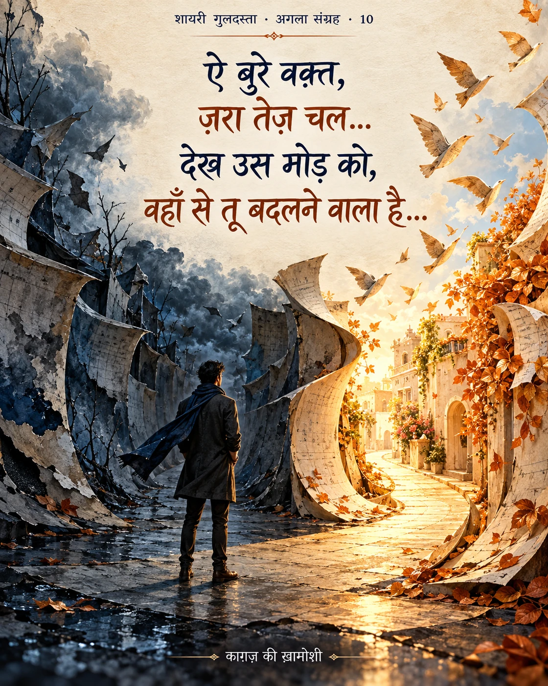 ऐ बुरे वक़्त, — ऐ बुरे वक़्त, ज़रा तेज़ चल… देख उस मोड़ को, वहाँ से तू बदलने वाला है…