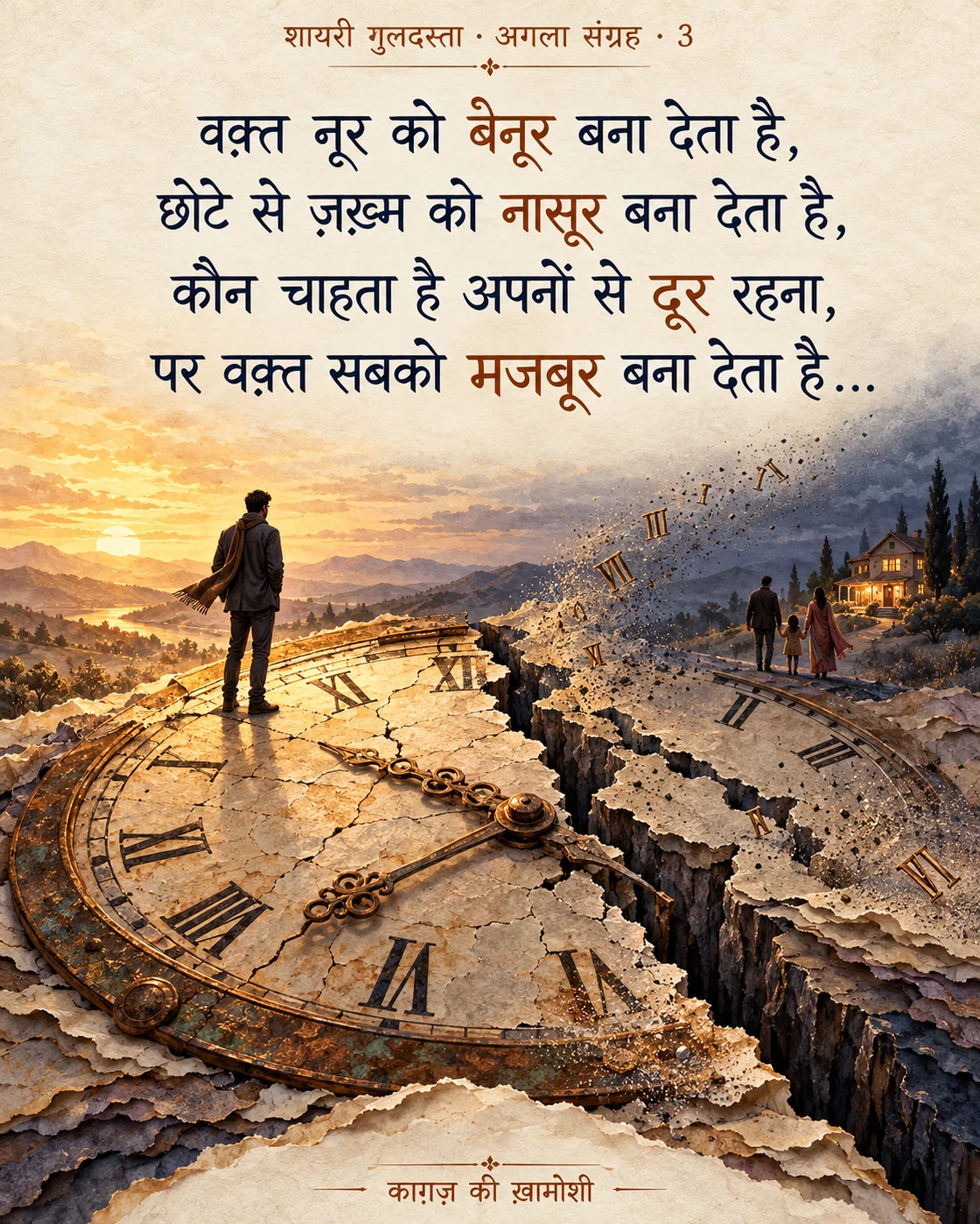 वक़्त नूर को बेनूर बना देता है, — वक़्त नूर को बेनूर बना देता है, छोटे से ज़ख़्म को नासूर बना देता है, कौन चाहता ह