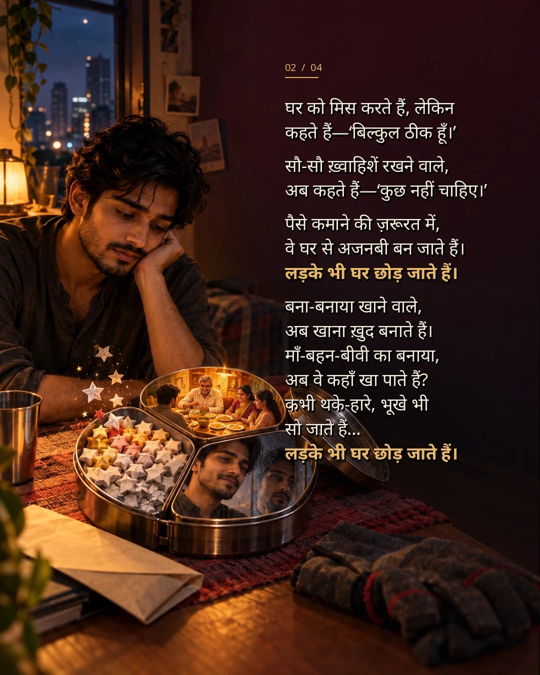 बेटे भी घर छोड़ जाते हैं... — creative 2