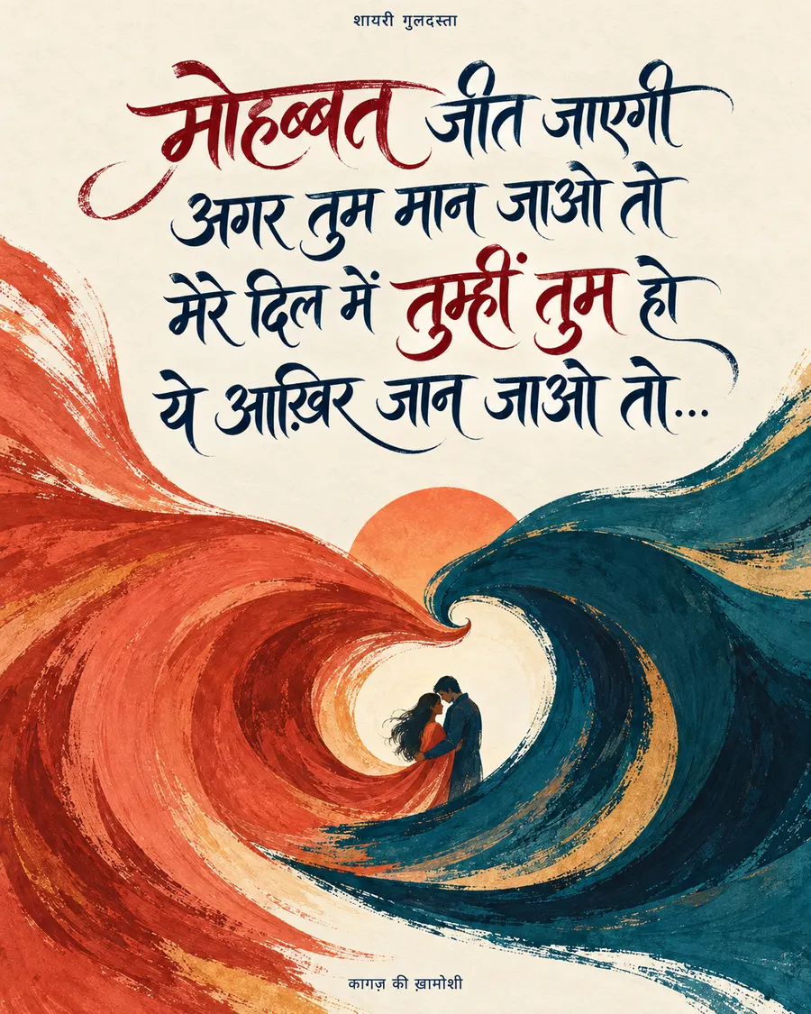 मोहब्बत जीत जाएगी — मोहब्बत जीत जाएगी अगर तुम मान जाओ तो मेरे दिल में तुम्हीं तुम हो ये आख़िर जान जा