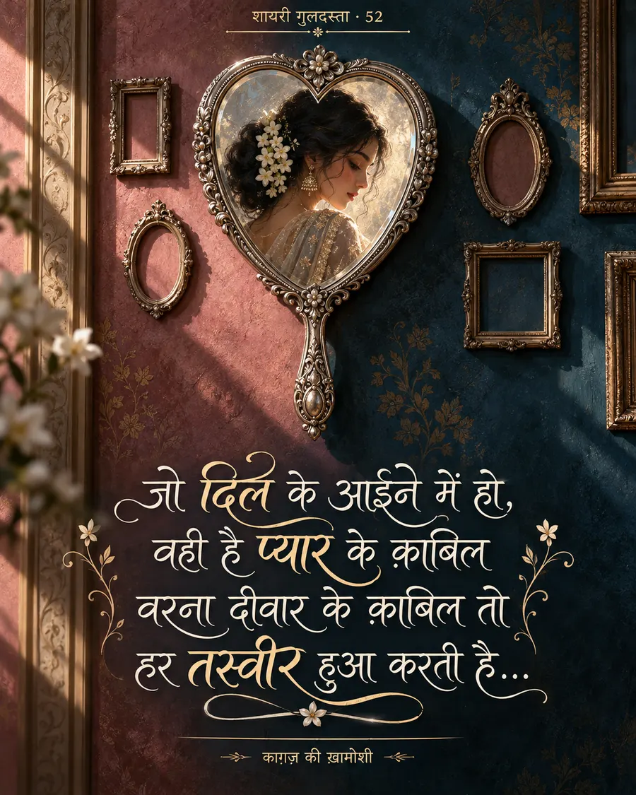 जो दिल के आईने में हो, — जो दिल के आईने में हो, वही है प्यार के क़ाबिल वरना दीवार के क़ाबिल तो हर तस्वीर 