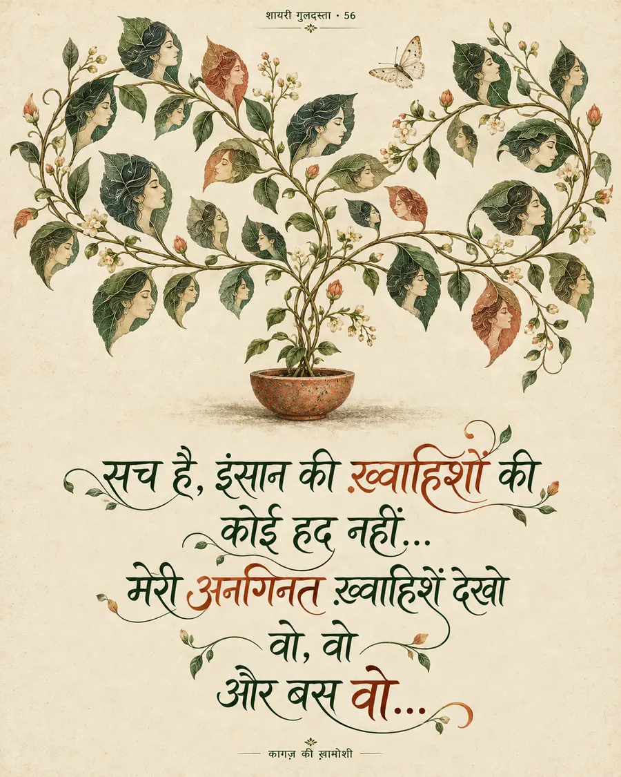 सच है, इंसान की ख़्वाहिशों की — सच है, इंसान की ख़्वाहिशों की कोई हद नहीं… मेरी अनगिनत ख़्वाहिशें देखो वो, वो और