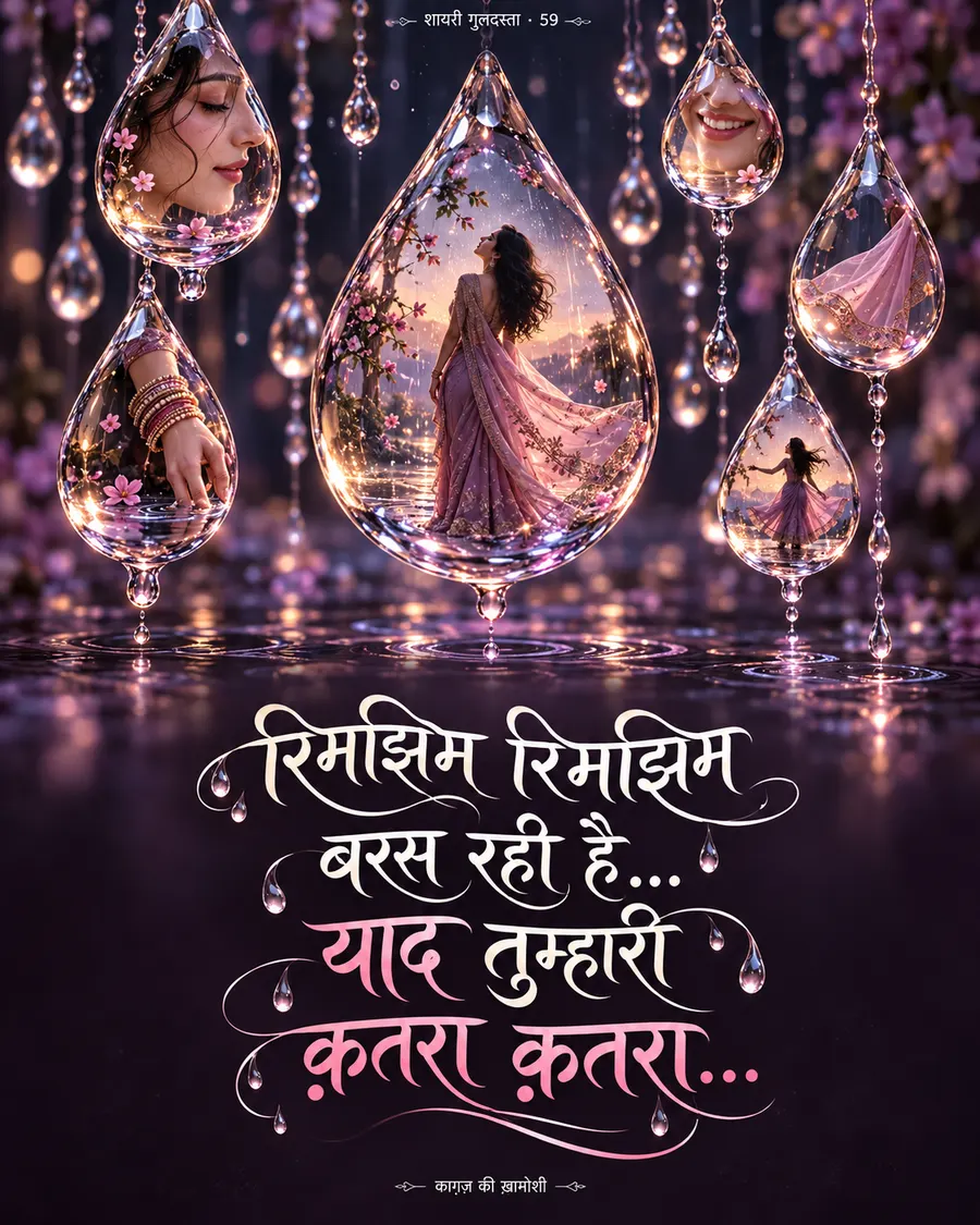 रिमझिम रिमझिम — रिमझिम रिमझिम बरस रही है… याद तुम्हारी क़तरा क़तरा…