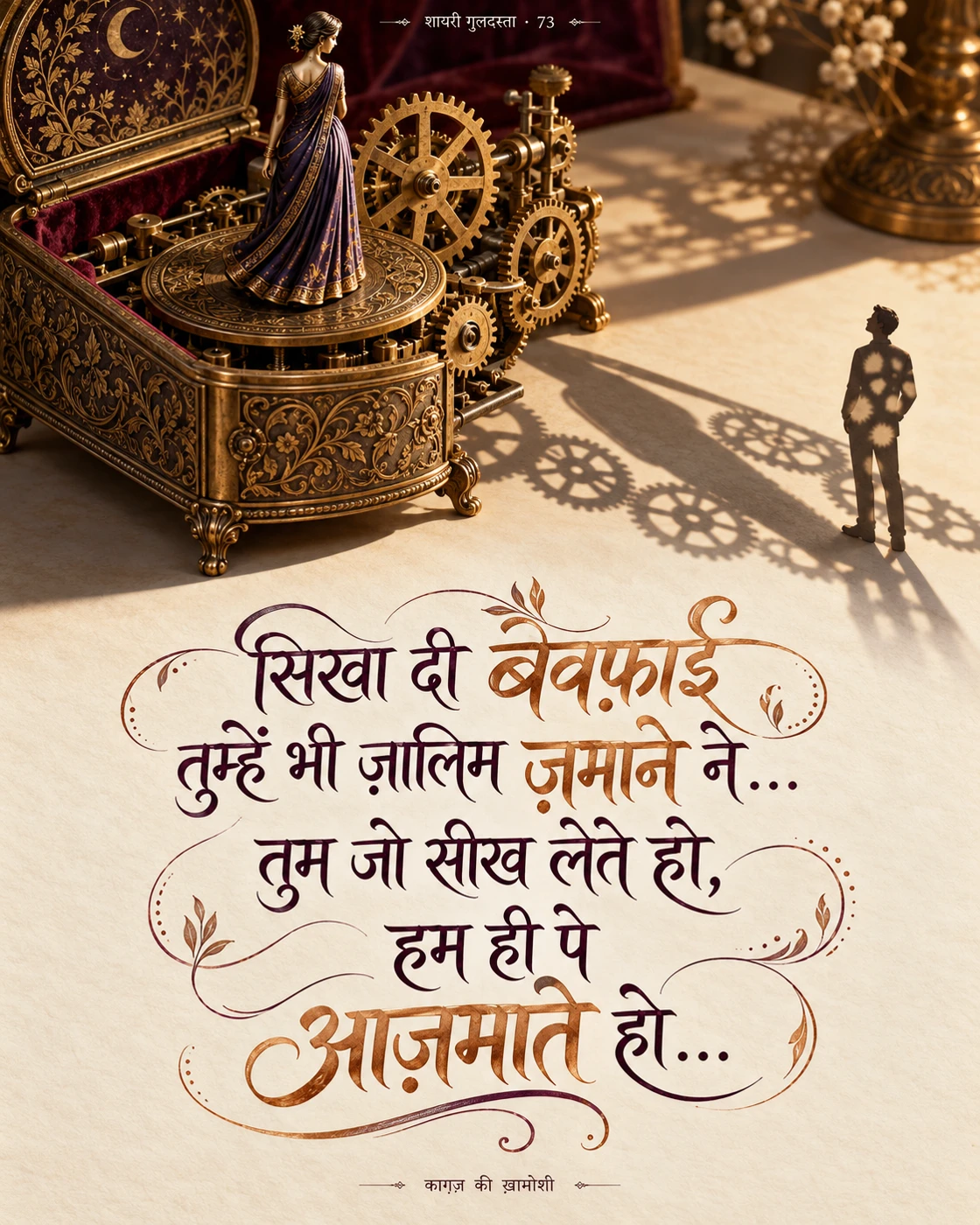 सिखा दी बेवफ़ाई तुम्हें भी ज़ालिम ज़माने ने… — सिखा दी बेवफ़ाई तुम्हें भी ज़ालिम ज़माने ने… तुम जो सीख लेते हो, हम ही पे आज़मात