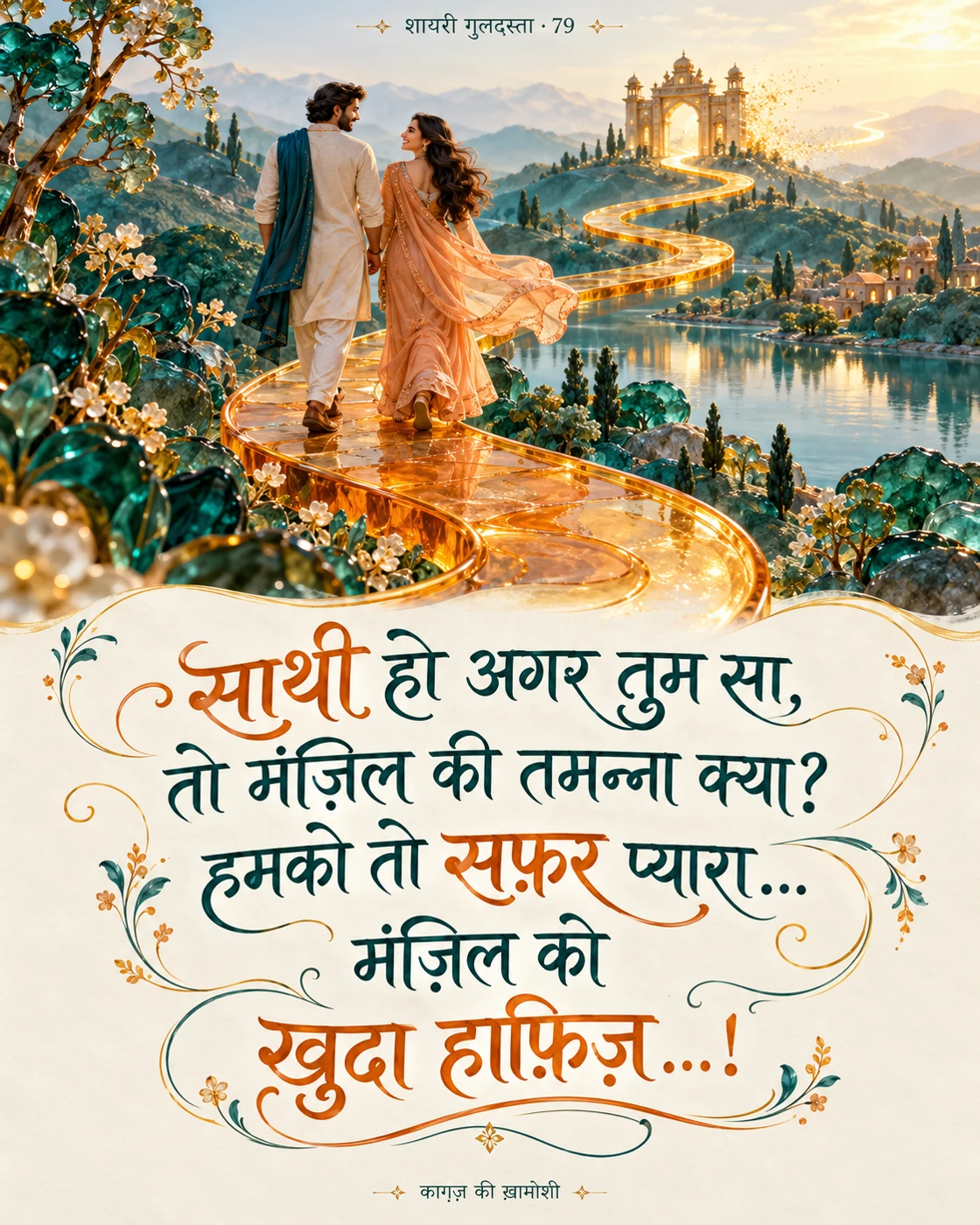 साथी हो अगर तुम सा, तो मंज़िल की तमन्ना क्या? — साथी हो अगर तुम सा, तो मंज़िल की तमन्ना क्या? हमको तो सफ़र प्यारा, मंज़िल को ख़ु