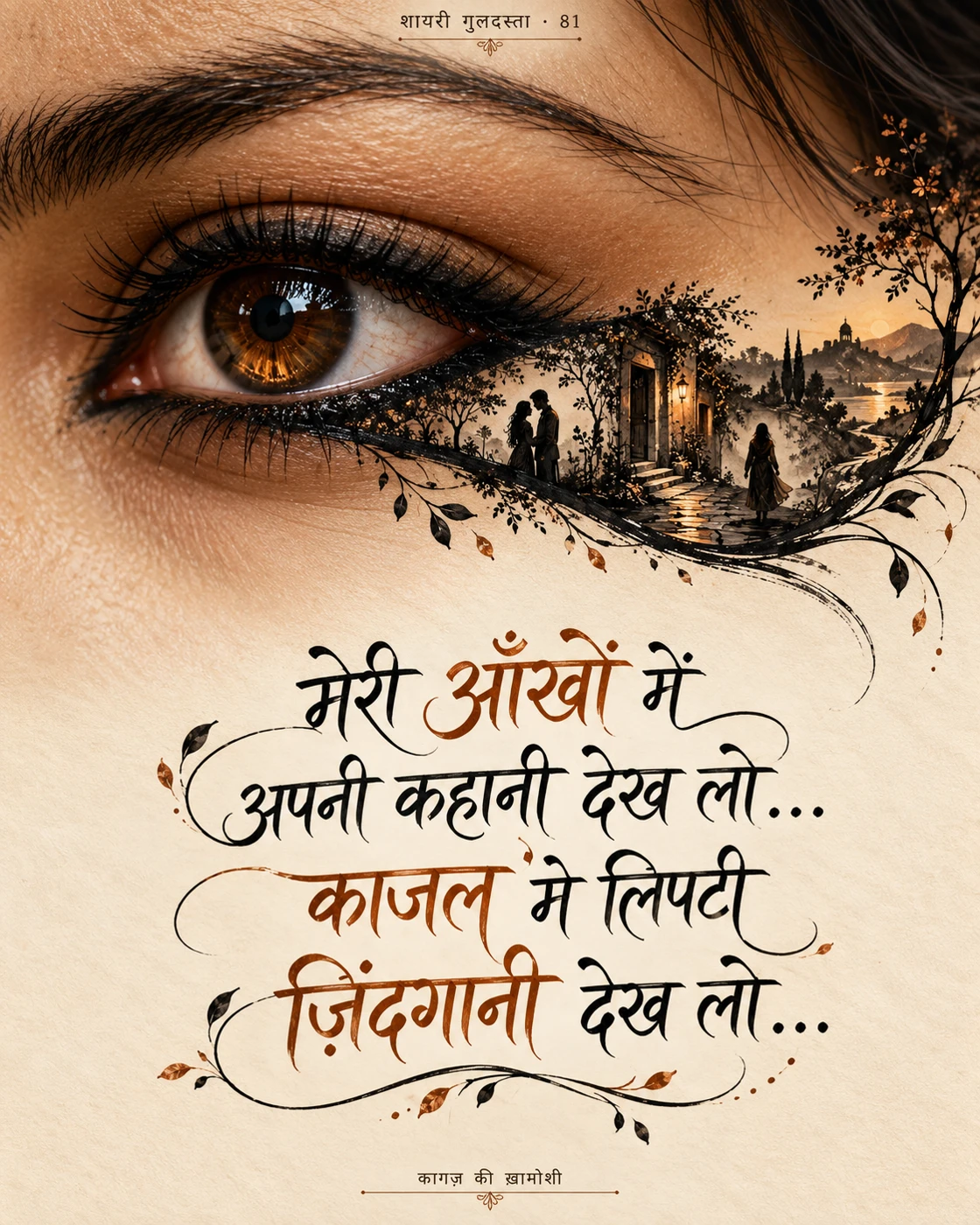 मेरी आँखों में अपनी कहानी देख लो… — मेरी आँखों में अपनी कहानी देख लो… काजल में लिपटी ज़िंदगानी देख लो…