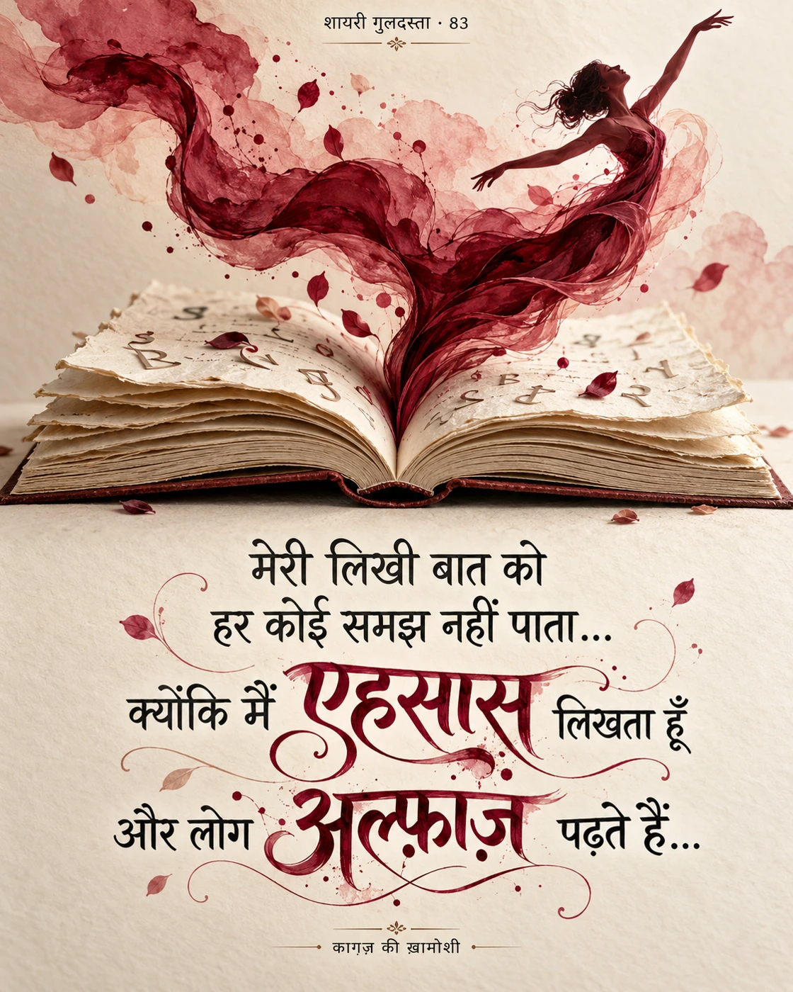 मेरी लिखी बात को हर कोई समझ नहीं पाता… — मेरी लिखी बात को हर कोई समझ नहीं पाता… क्योंकि मैं एहसास लिखता हूँ और लोग अल्फ़ा